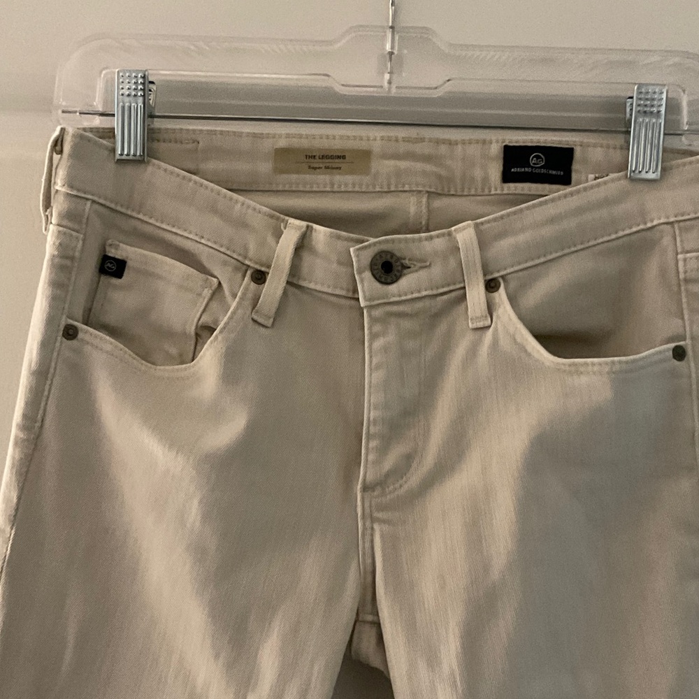 Ag Adriano Goldschmied Women's Straight Leg Jeans in Light Cream